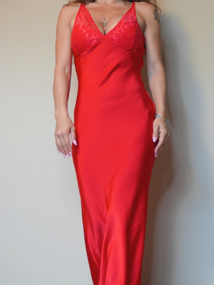 Dress In Raso con coppa in pizzo