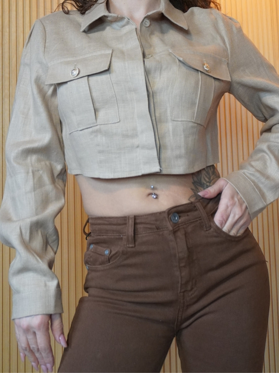 Camicia Crop Elegance in Lino