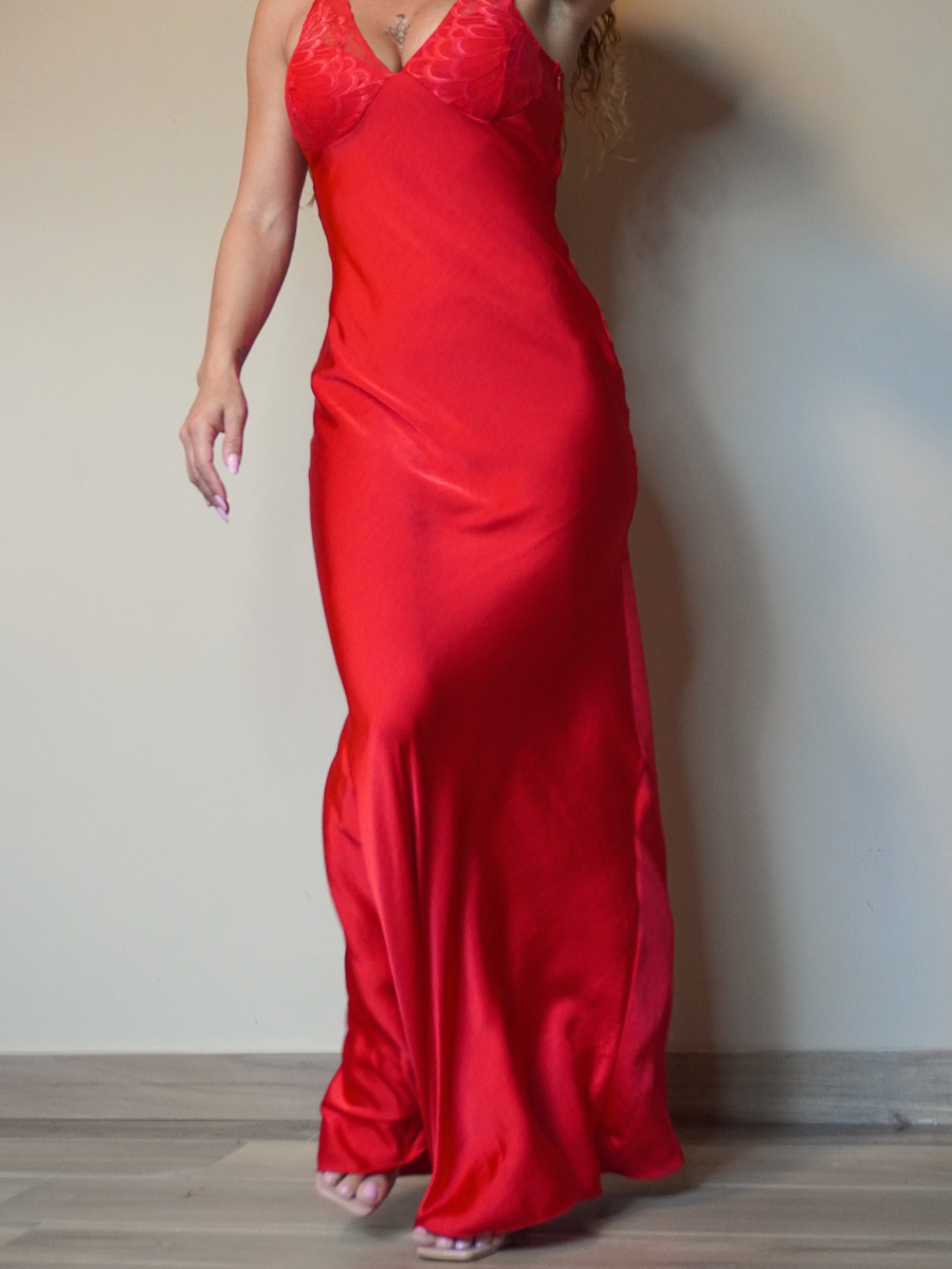 Dress In Raso con coppa in pizzo