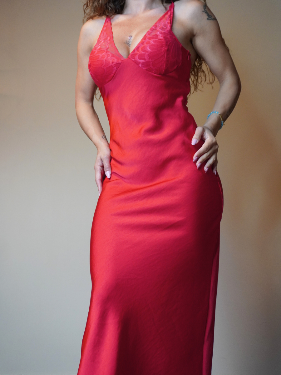 Dress In Raso con coppa in pizzo