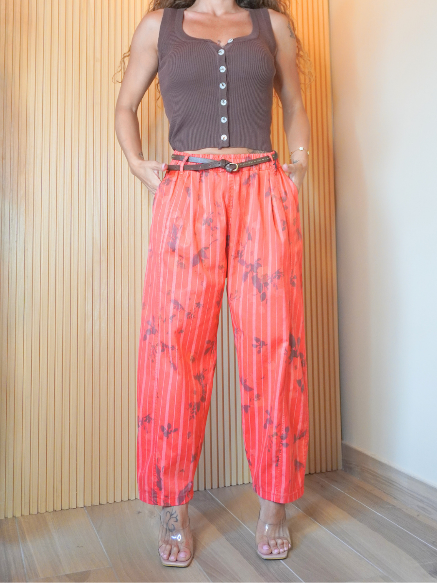 Pantalone corallo con cintura