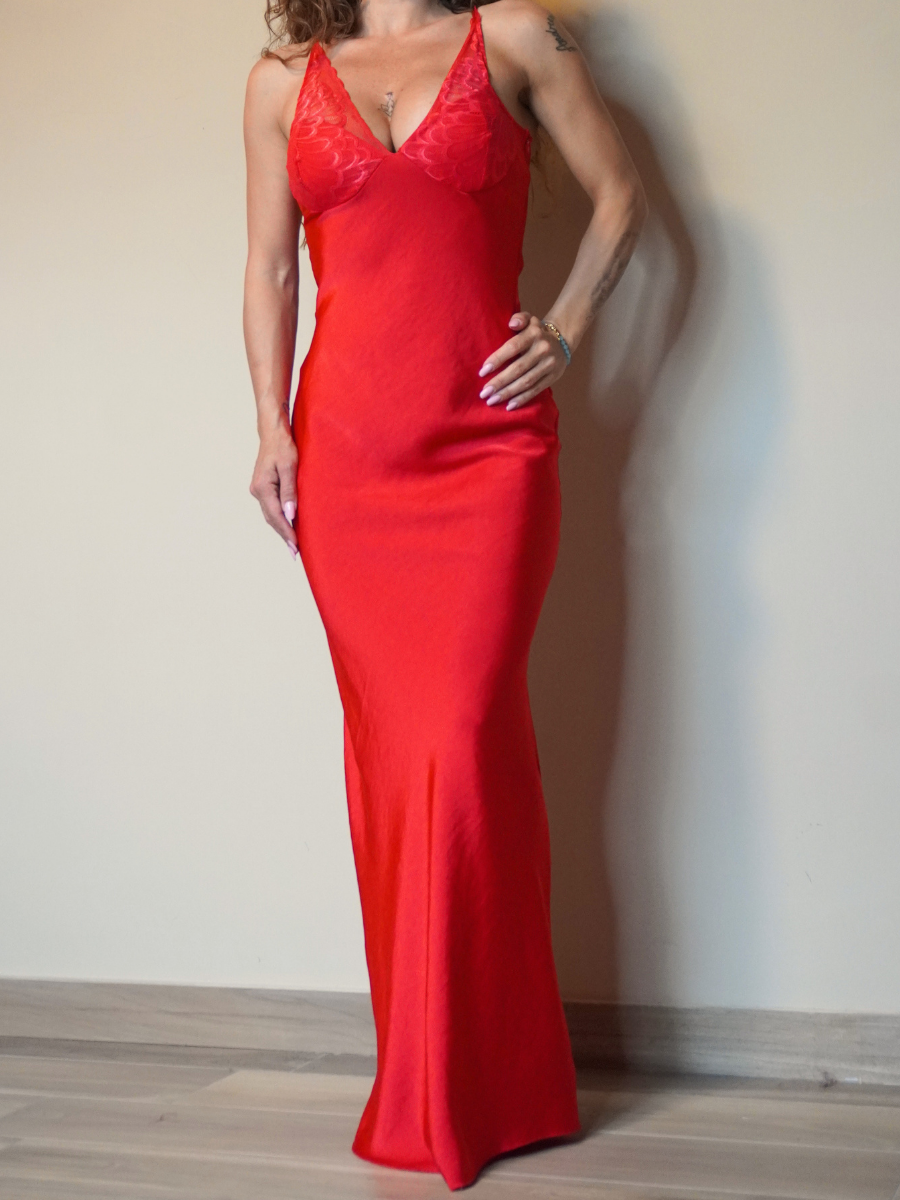 Dress In Raso con coppa in pizzo